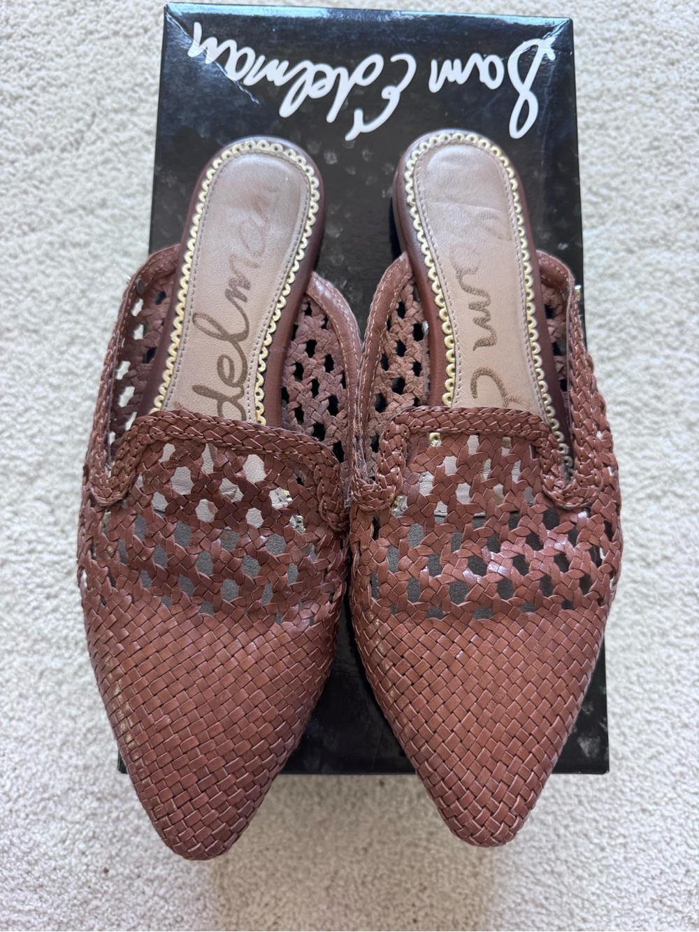 Sam Edelman Brown Woven Pointed-Toe Mule